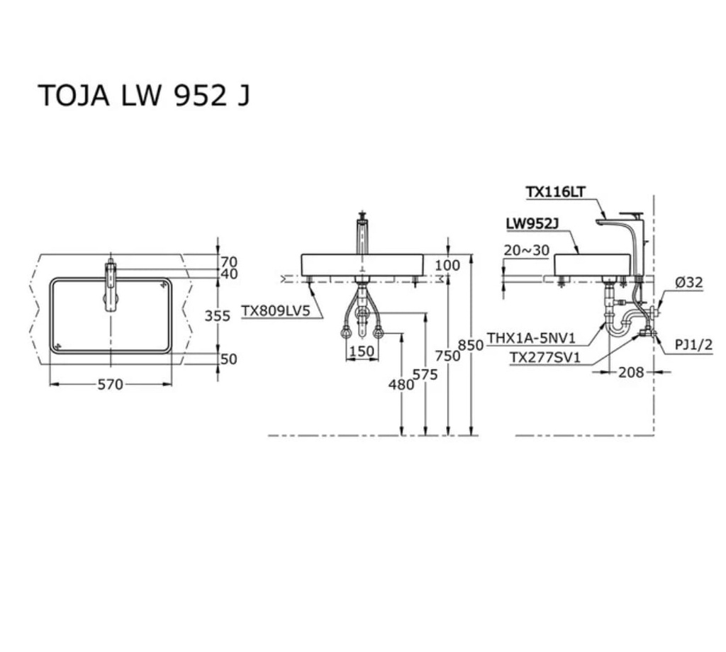 WASTAFEL TOTO LW952J PUTIH (BODY ONLY) (AA)