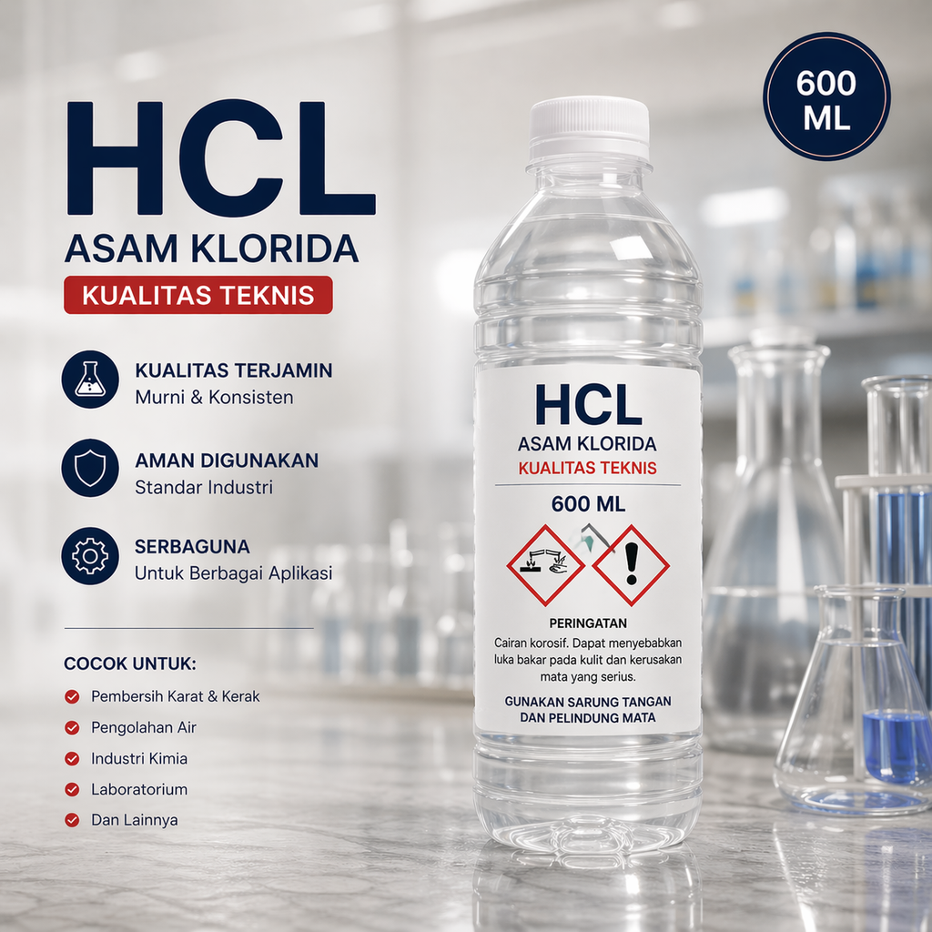 HCL isi 600ml/Botol Hydrochloric Acid (AA)