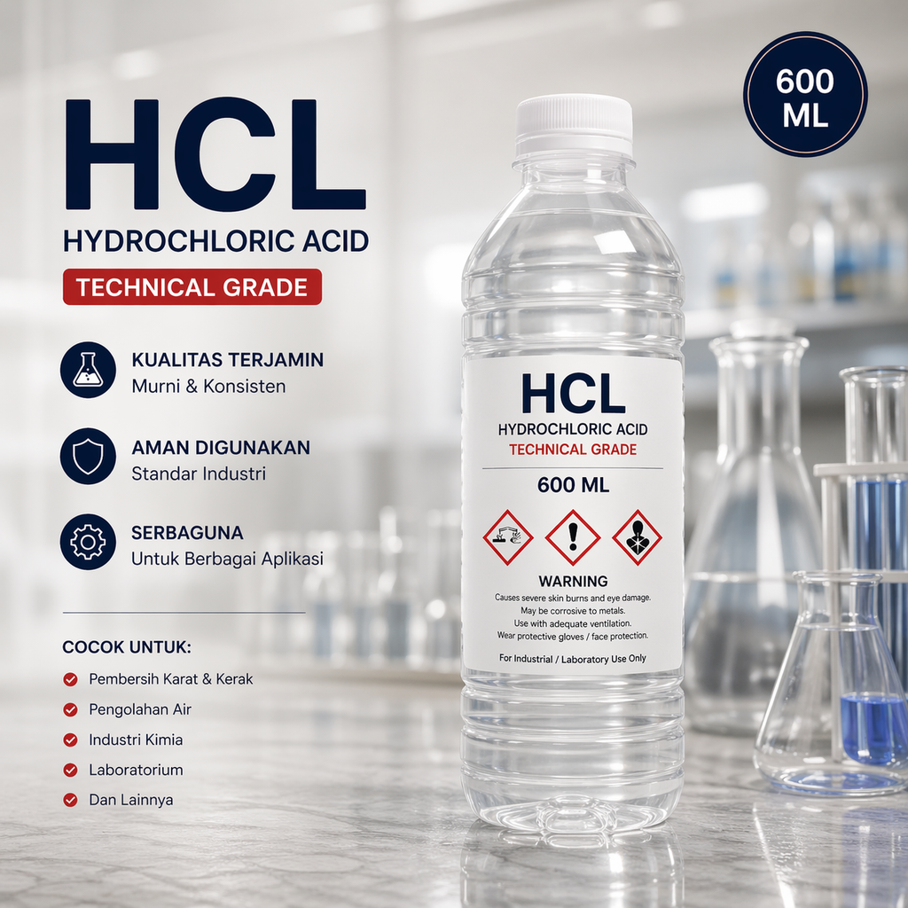 HCL isi 600ml/Botol Hydrochloric Acid (AA)