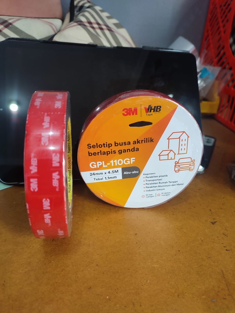 ISOLASI BOLAK BALIK MERK 3M VHB 4900- 24mmX4.5M - DOUBLE TAPE GPL-110GF (AA)