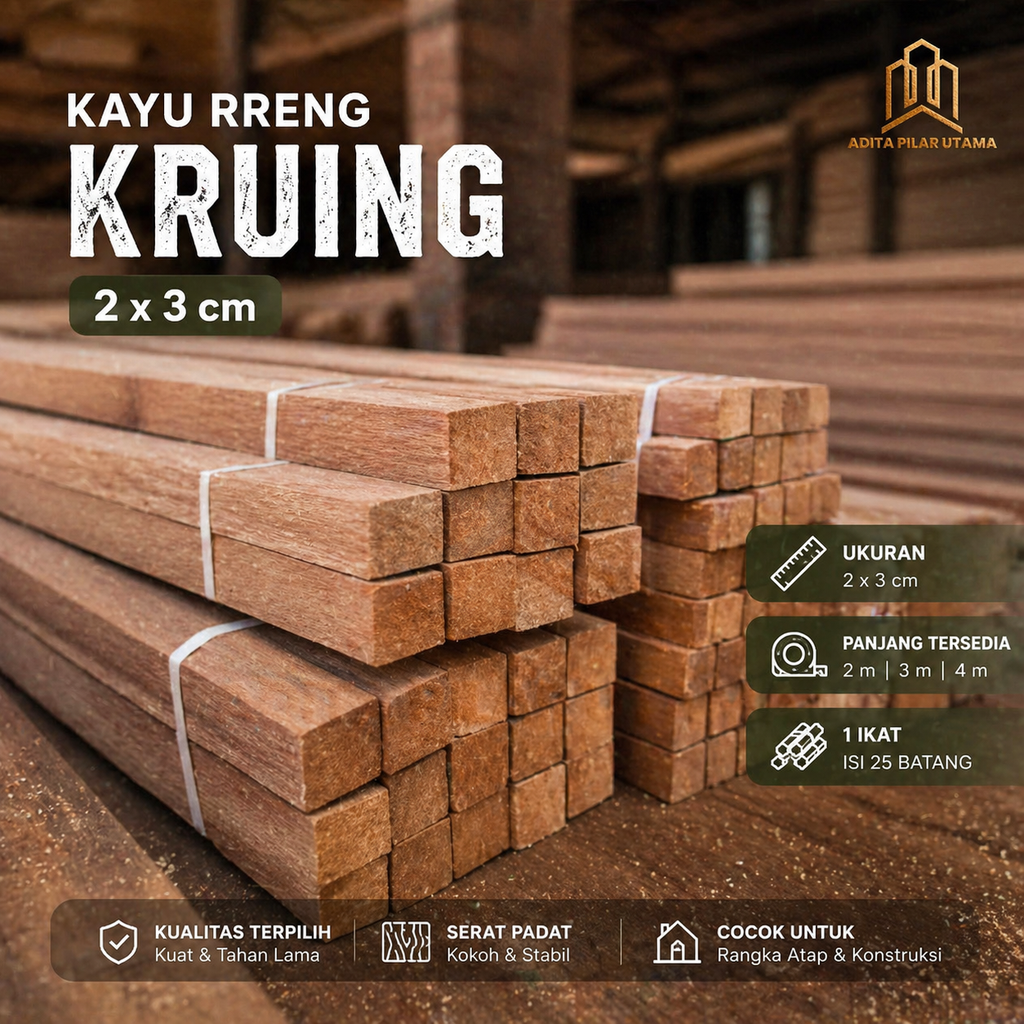 KAYU KRUING 2/3 X 3M RENG KRUING