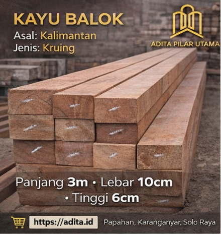 Kayu Kruing 6/10 X 3m (300x10x6cm)
