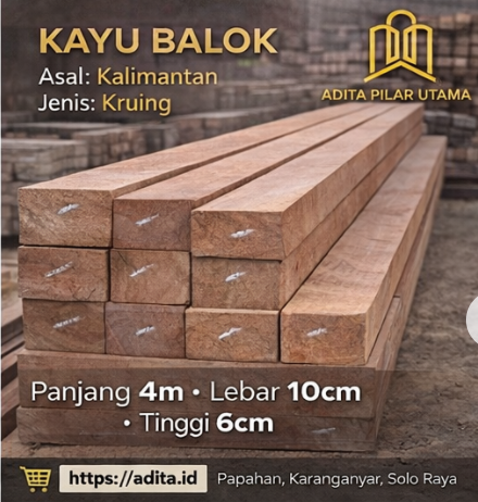 Kayu Kruing 6/10 X 4m (400x10x6cm)