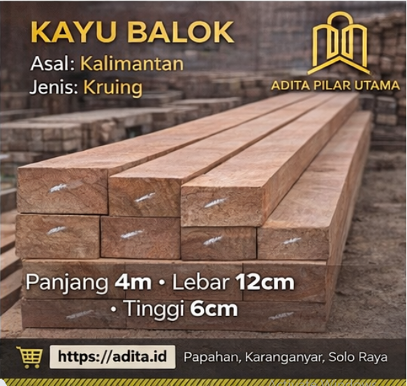 Kayu Kruing 6/12 X 4m (400x12x6cm)