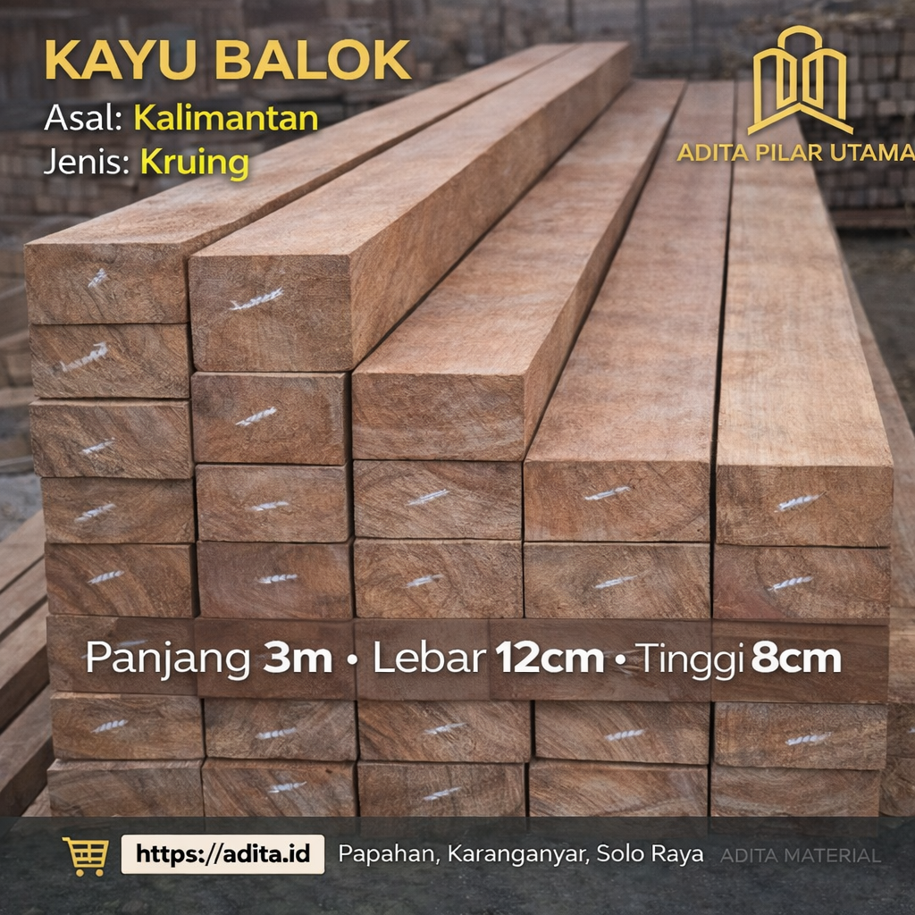 Kayu Kruing 8/12 X 3M (300x12x8cm)