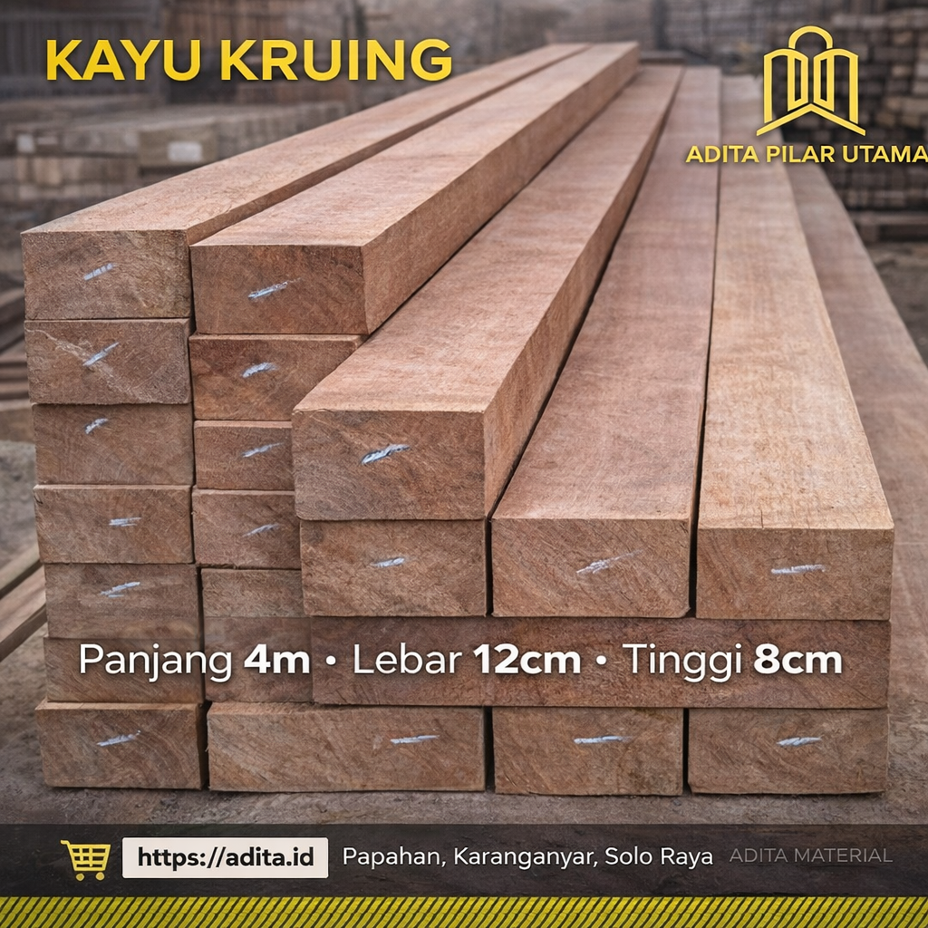 Kayu Kruing 8/12 X 4m (400x12x8cm)