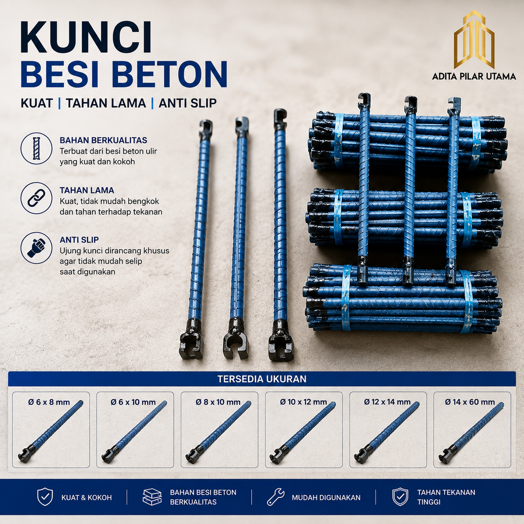 KUNCI BESI HITAM 6X8