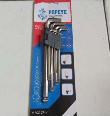 KUNCI L BALLPOINT HEX KEY POPEYE SET 9 PCS (LONG)