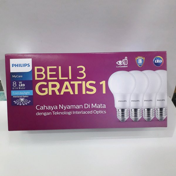 LAMPU LED PHILIP 8W (PAKET)