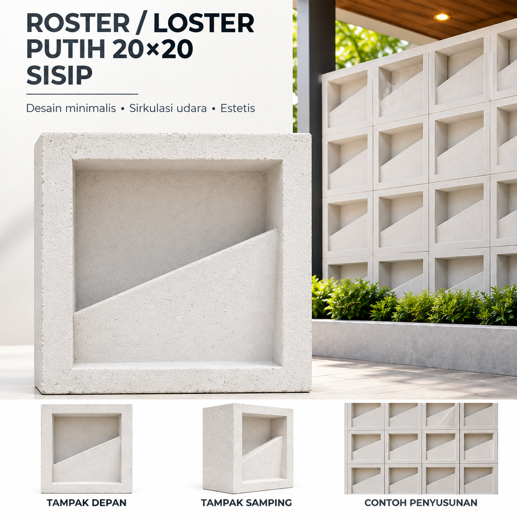 ROSTER/ LOSTER PUTIH 20/20 SISIP UKURAN 20x20cm(1 CRATE = 10BJ)