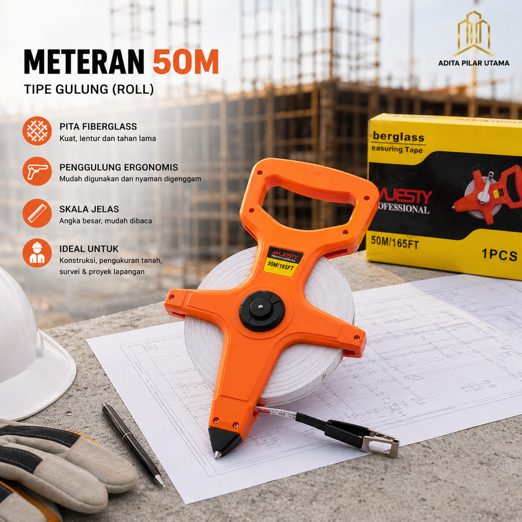 Meteran Tancap Fiber 50m - MAJESTY