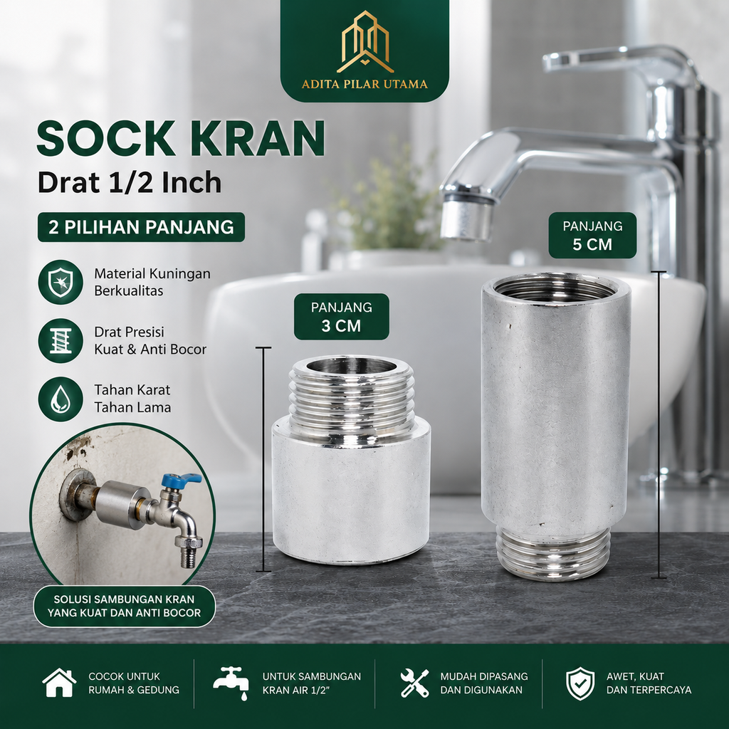 Nepel 1/2D X 1/2L - Sock Kran 3cm (AA)