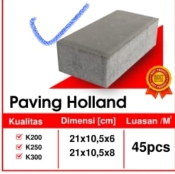 PAVING BATA HOLAND 8CM WARNA K250-K300 (43/M2)