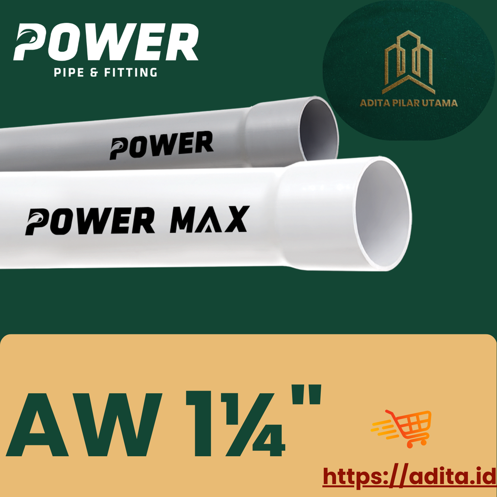 PIPA PVC AW 1¼“ POWER MAX PUTIH AW 1 1/4 