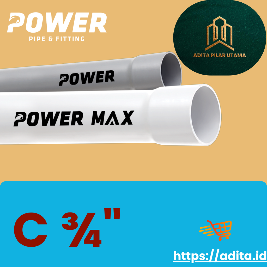 Pipa Pvc C  ¾"  Power Max PUTIH