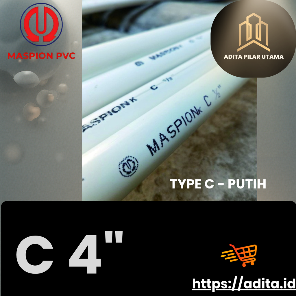 PIPA PVC C 4 DIM MASPION PUTIH
