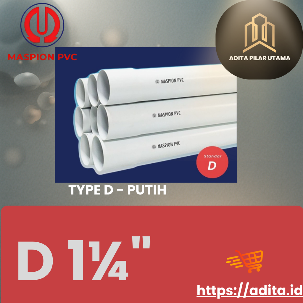 PIPA PVC D 1 1/4 DIM MASPION PUTIH