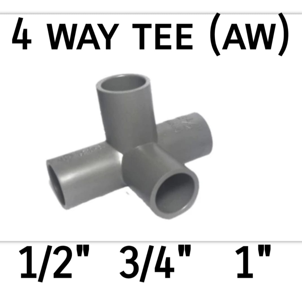 TEE 4 WAY 1/2 INCH AW - TEE CABANG 4 T