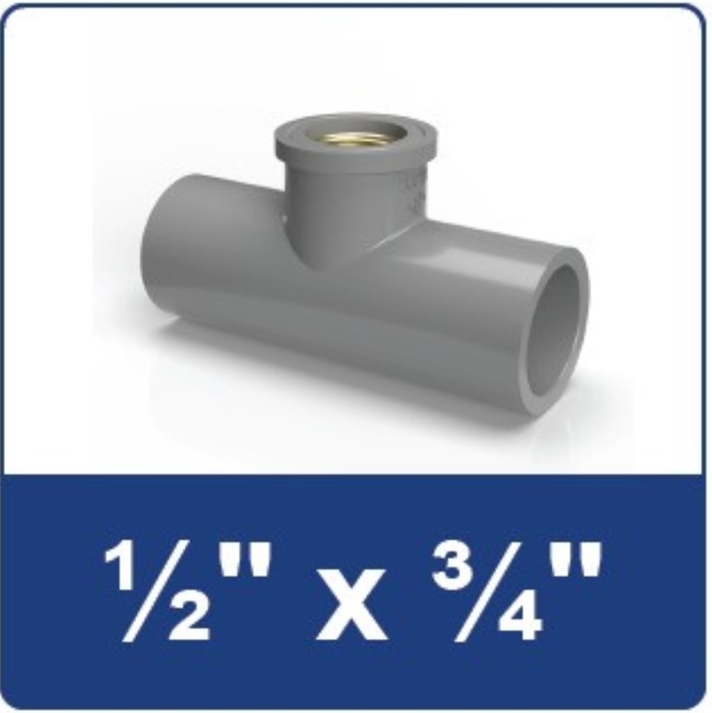 TEE DRAT 3/4 - 1/2 KUNINGAN RUCIKA MI (METAL INSERTED)