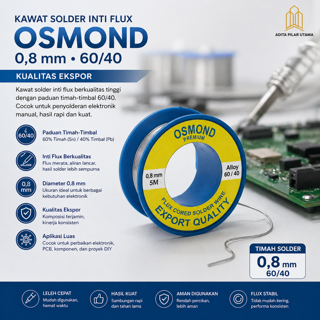 TENOL Ø 0.8mm x 10M Kawat Solder OSMOND (AA)