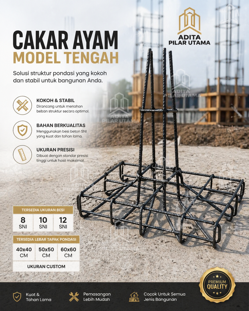 CAKAR AYAM 60x60 BESI 10SNI KOLOM 8/15