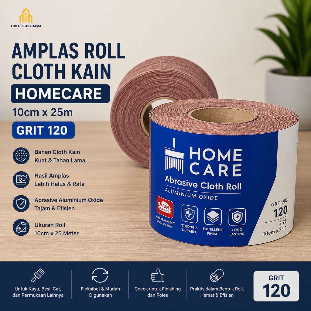 Amplas Roll 120 Cloth Kain (10cmX25m) HomeCare (AA)