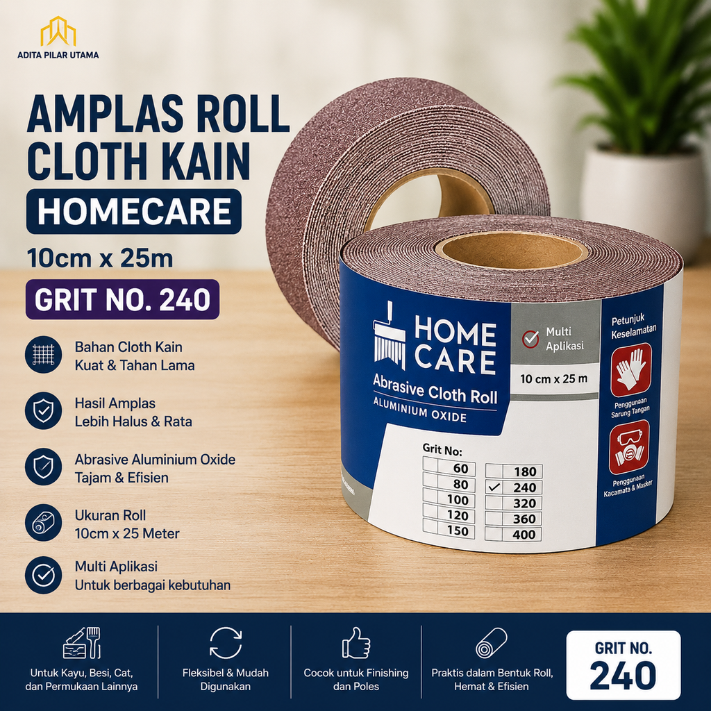 Amplas Roll 240 Cloth Kain (10cmX25m) HomeCare (AA)