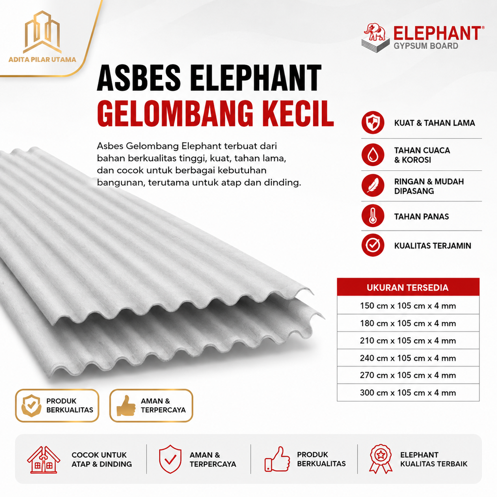 Asbes 300X105 Gelombang ELEPANT (AA)