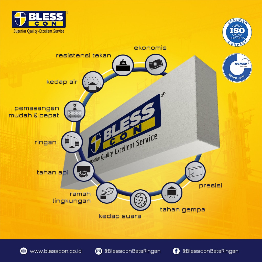 Bata Ringan Hebel 60x20x10cm (+-83Biji/m³) HEBEL BLESSCON (AA)
