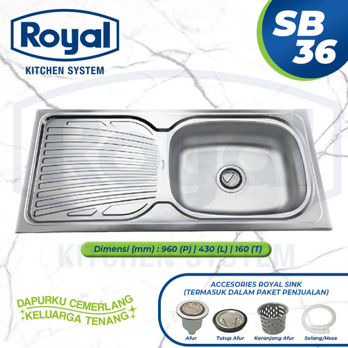 BCP Bak Cuci Piring ROYAL SB 36 Dimensi 96X43X15cm (AA)