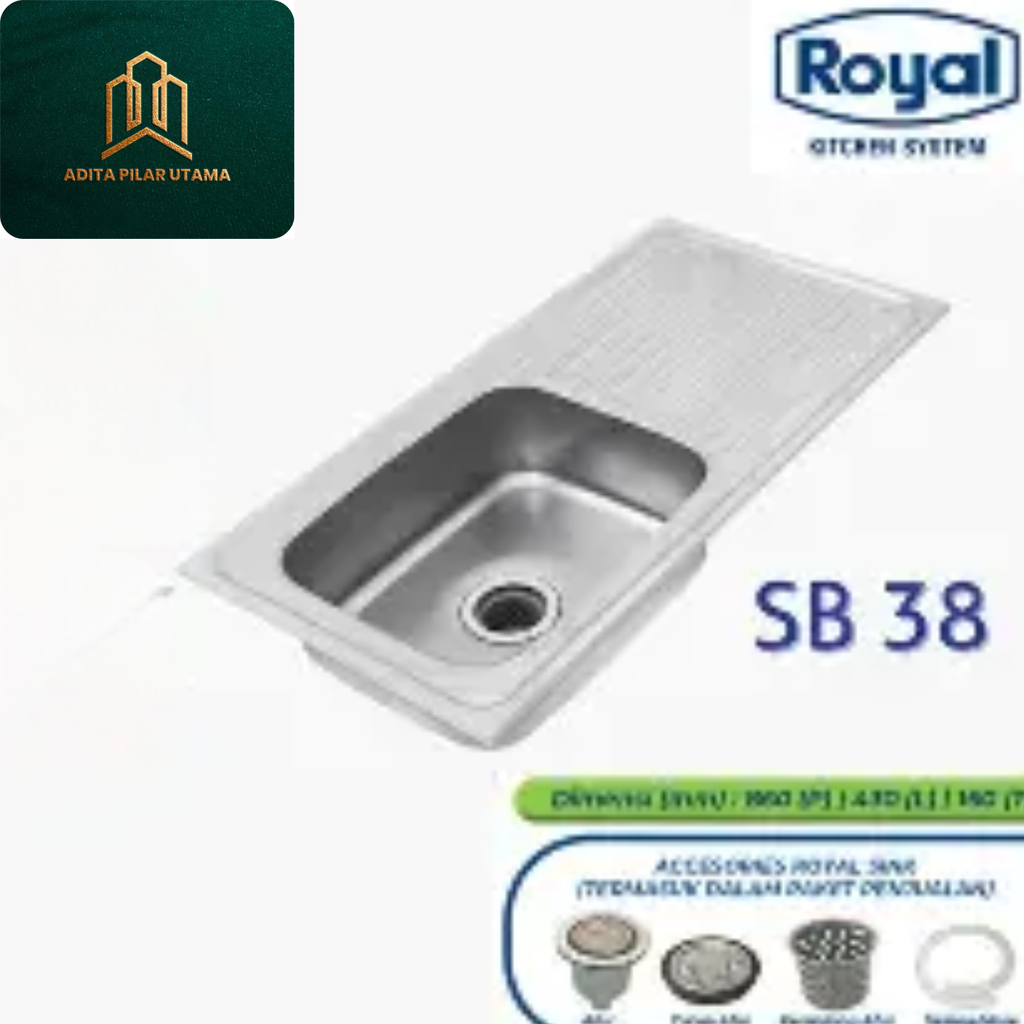 BCP Bak Cuci Piring ROYAL SB 38 Dimensi 86X43X16cm (AA)