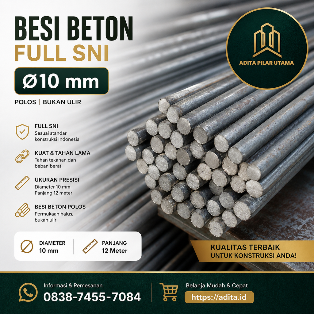 Besi 10 SNI Ø10mm Besi Beton 10mm x 12M (AA)
