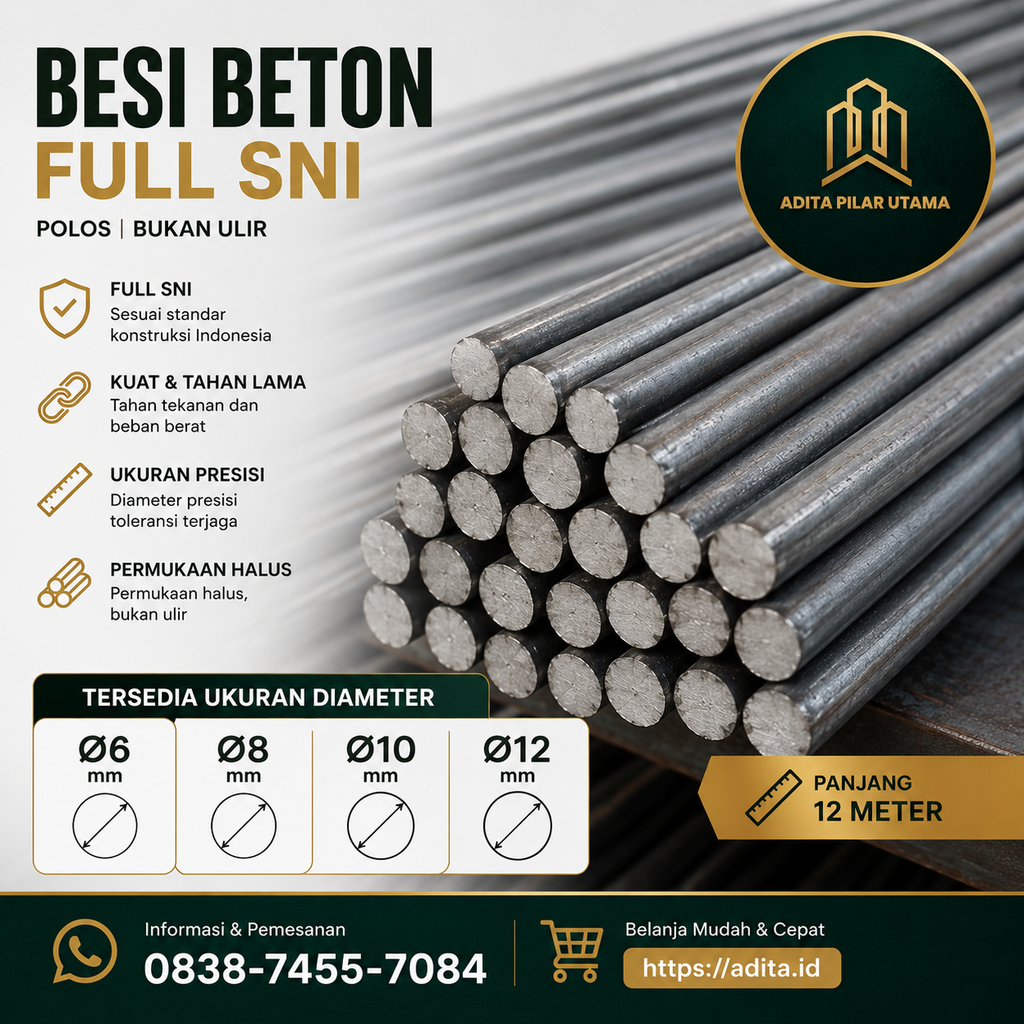 BESI 8 SNI ∅ 8MM BESI BETON 8mm X12M P8 SNI TP 280 PUTIH (AA)