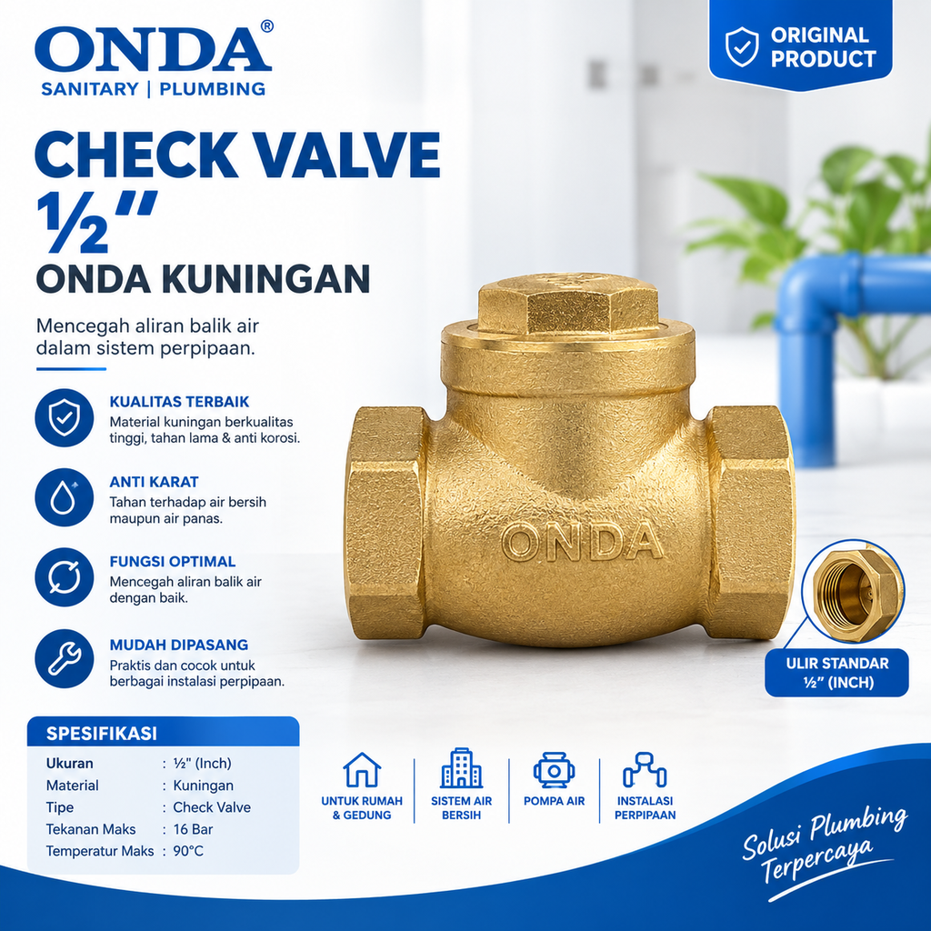 CHECK VALVE ½" ONDA KUNINGAN (AA)