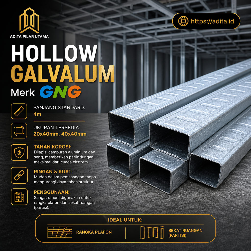 HOLLOW GALVALUM 20X40X0.30 GNG (HIJAU) (AA)
