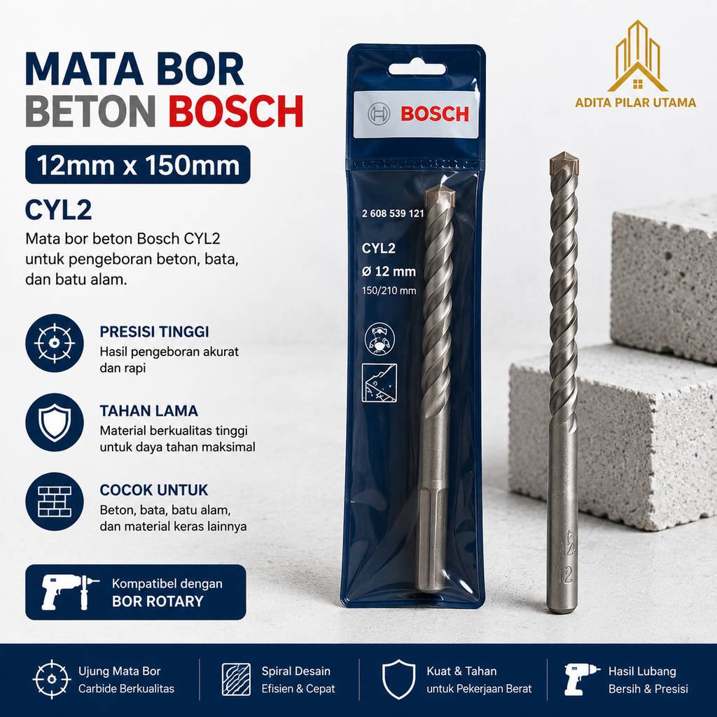 Mata Bor Beton Bosch 12mmx150mm CYL2 (AA)