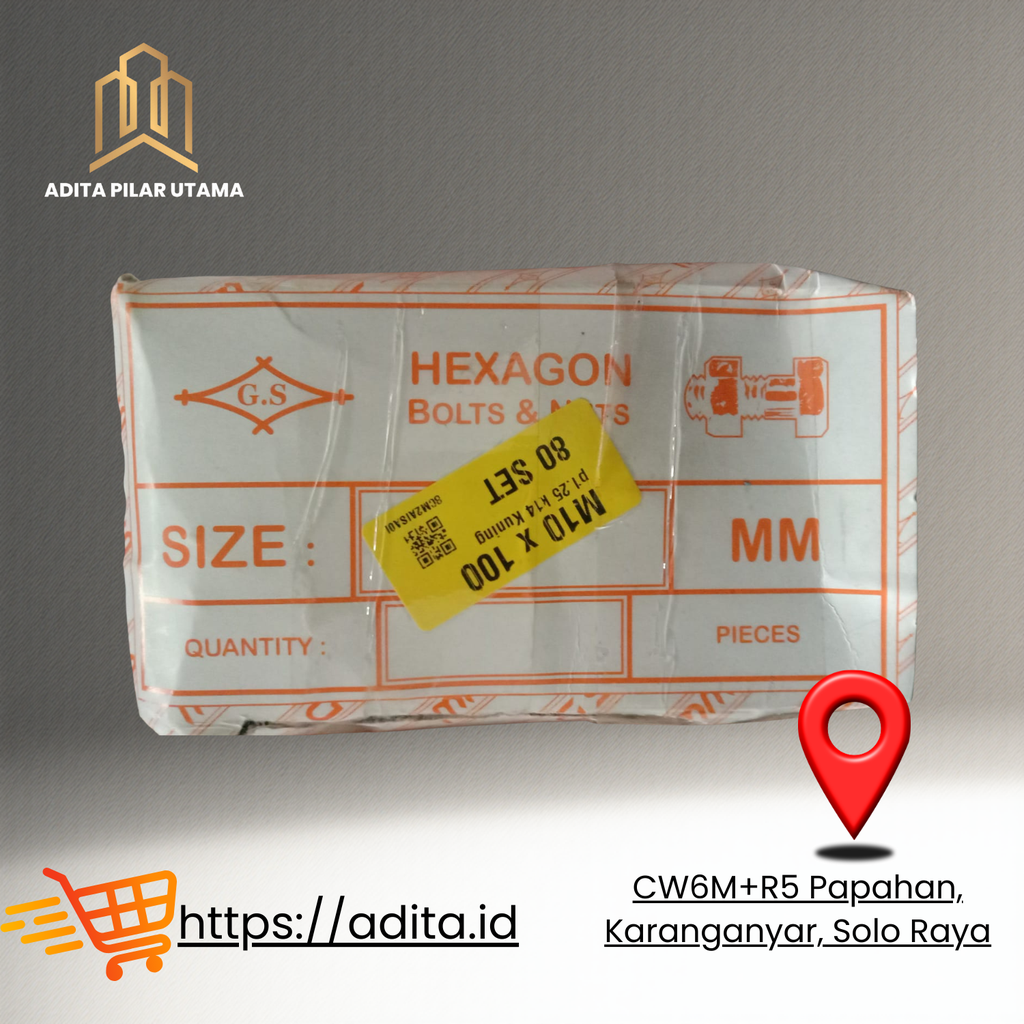 MUR BAUT KUNING M10x100 p1.25 k14 HEXAGON (AA)