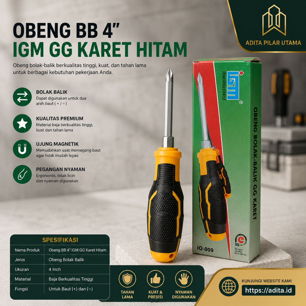 OBENG BB 4" IGM GG KARET HITAM (AA)