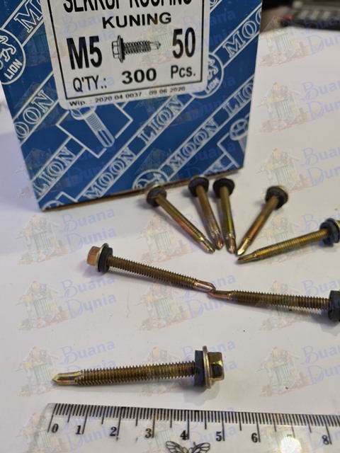 Paku Roofing 12x50 Baut Roofing M5X50 Kuning (1DOS=300BJ) (AA)