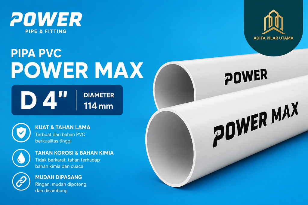 Pipa Pvc D 4" Power Max Putih (AA)