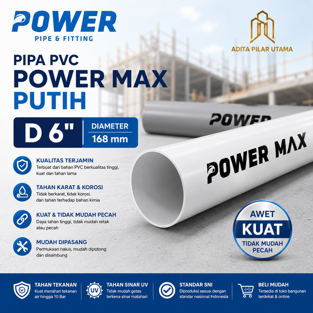 PIPA PVC D 6 DIM POWER MAX PUTIH (AA)