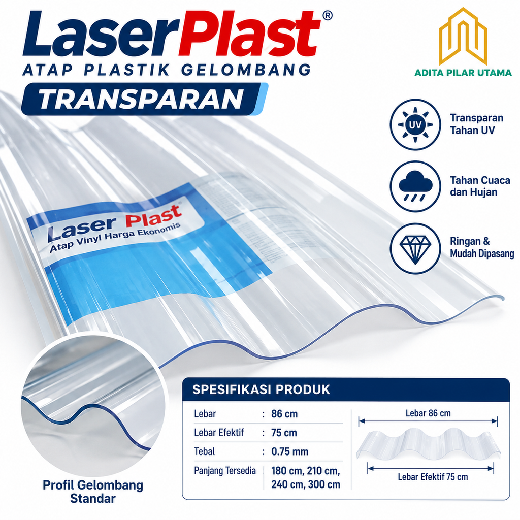 Plastik Gelombang 210X075X86 LASERPLAST (AA)
