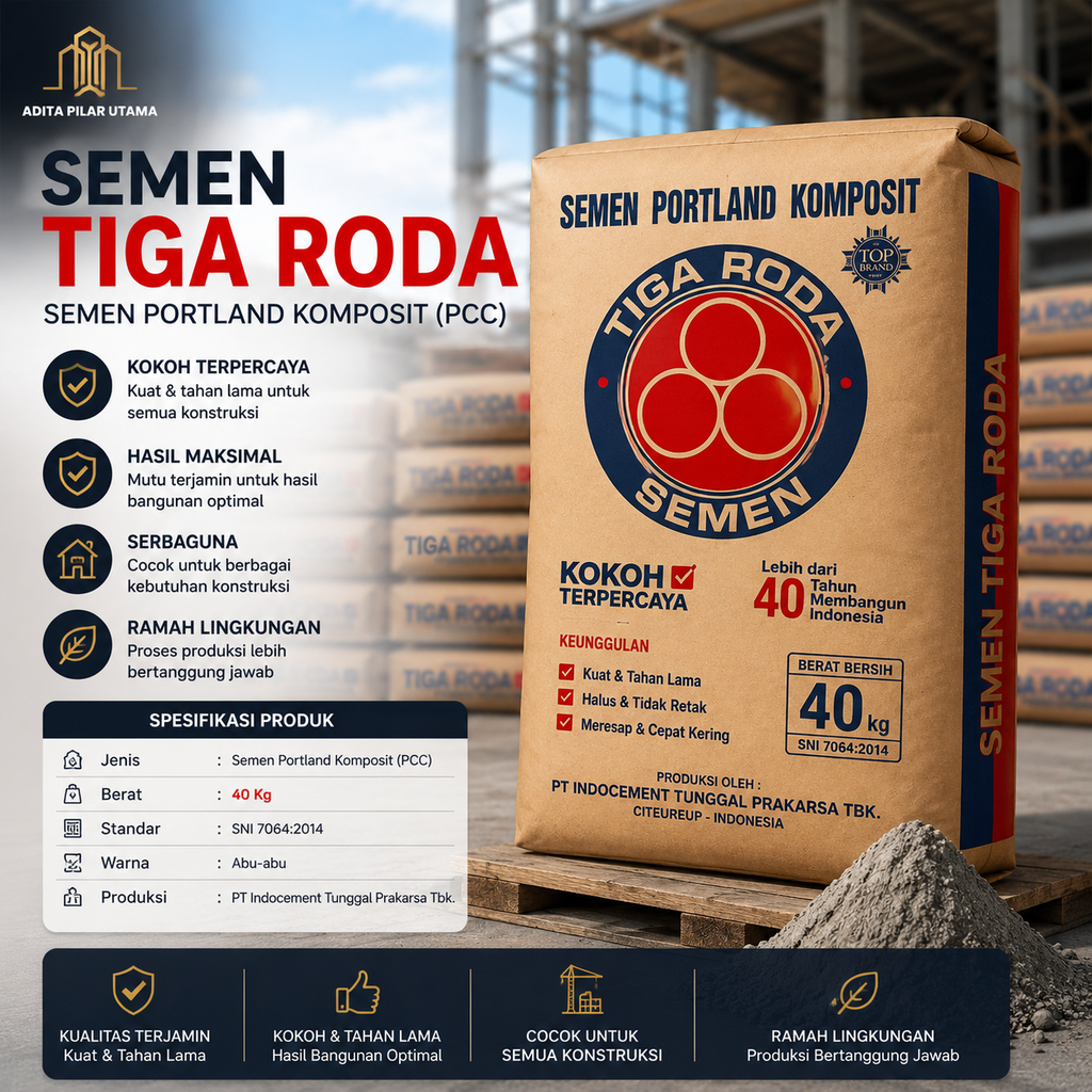 Semen Tiga Roda Semen PCC Tiga Roda - 40Kg (AA)