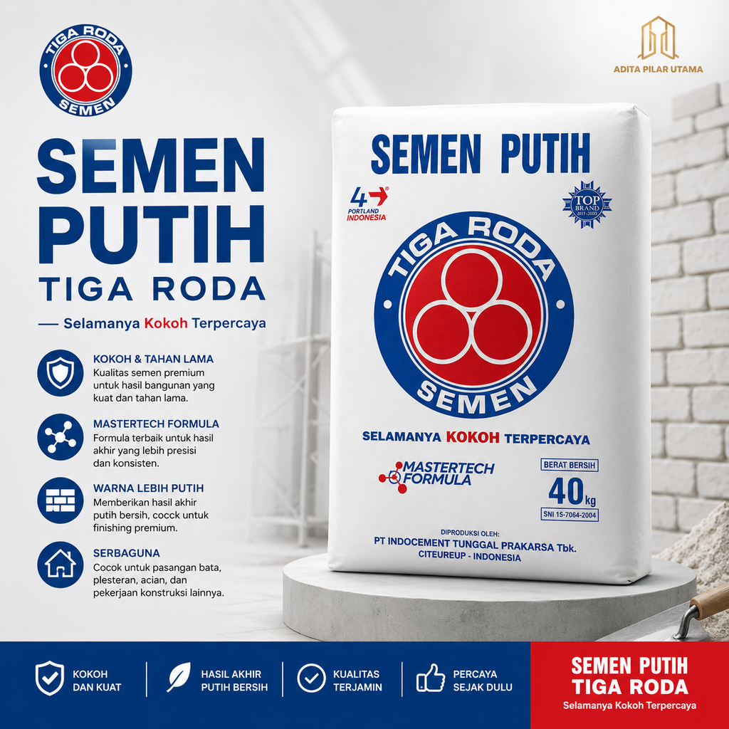 Semen Putih Tiga Roda Semen Putih Tiga Roda 40Kg/Sak (AA)