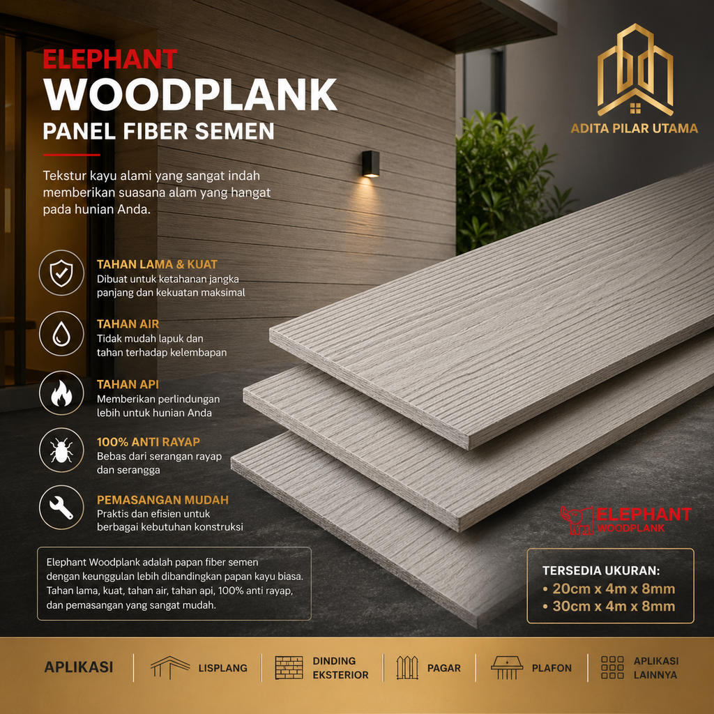 WOODPLANK 20X400cmx8mm TEXTURE ELEPANT (AA)
