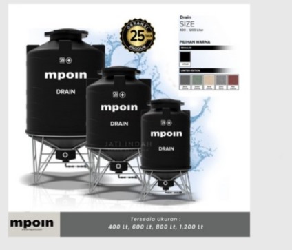 MPOIN TANDON MPOIN DRAIN (TANGKI BEBAS KURAS+KAKI) D 800 vol. 750lt  (AA)