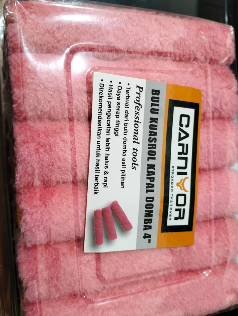 KUAS ROLL 4" REFILL KAIN WOOL CARNIVOR PINK 1pack=12bj (AA)
