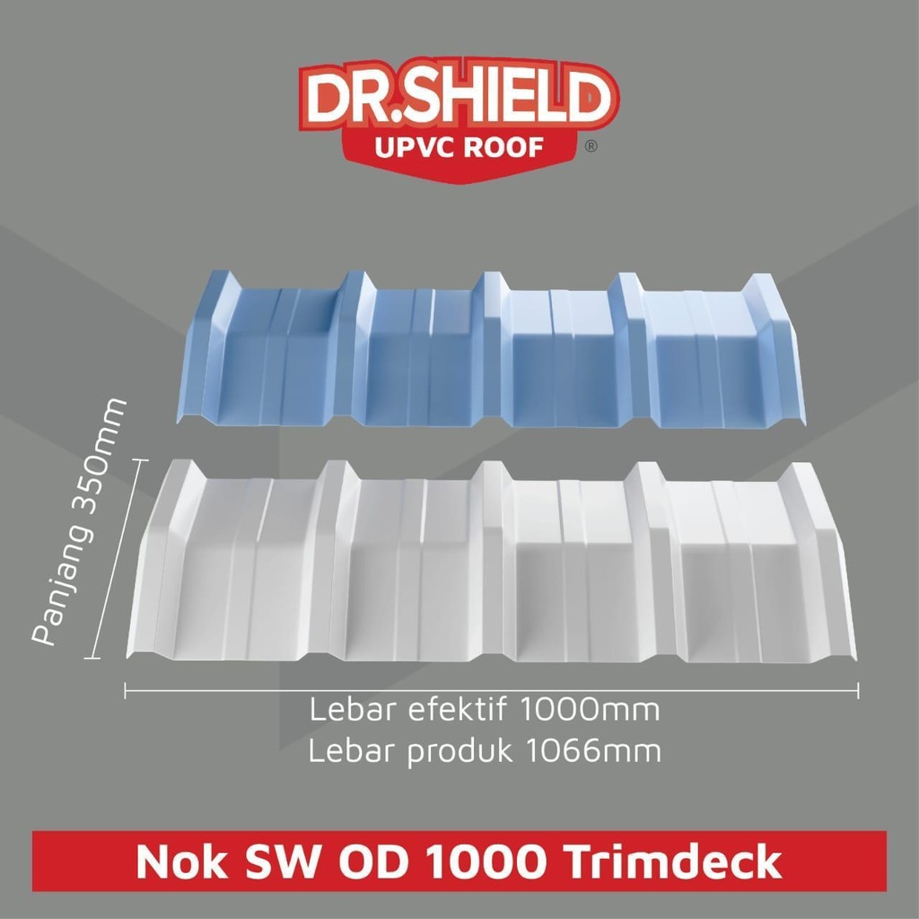 DR.SHIELD NOK SINGLE WALL OD 1000 TRIMDECK WARNA (PUTIH/BIRU) 1.2MM EF 100CM (AA)