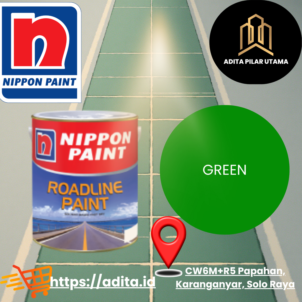 Nippon Roadline - Cat Marka Jalan Hijau Galon (5Kg) (AA)