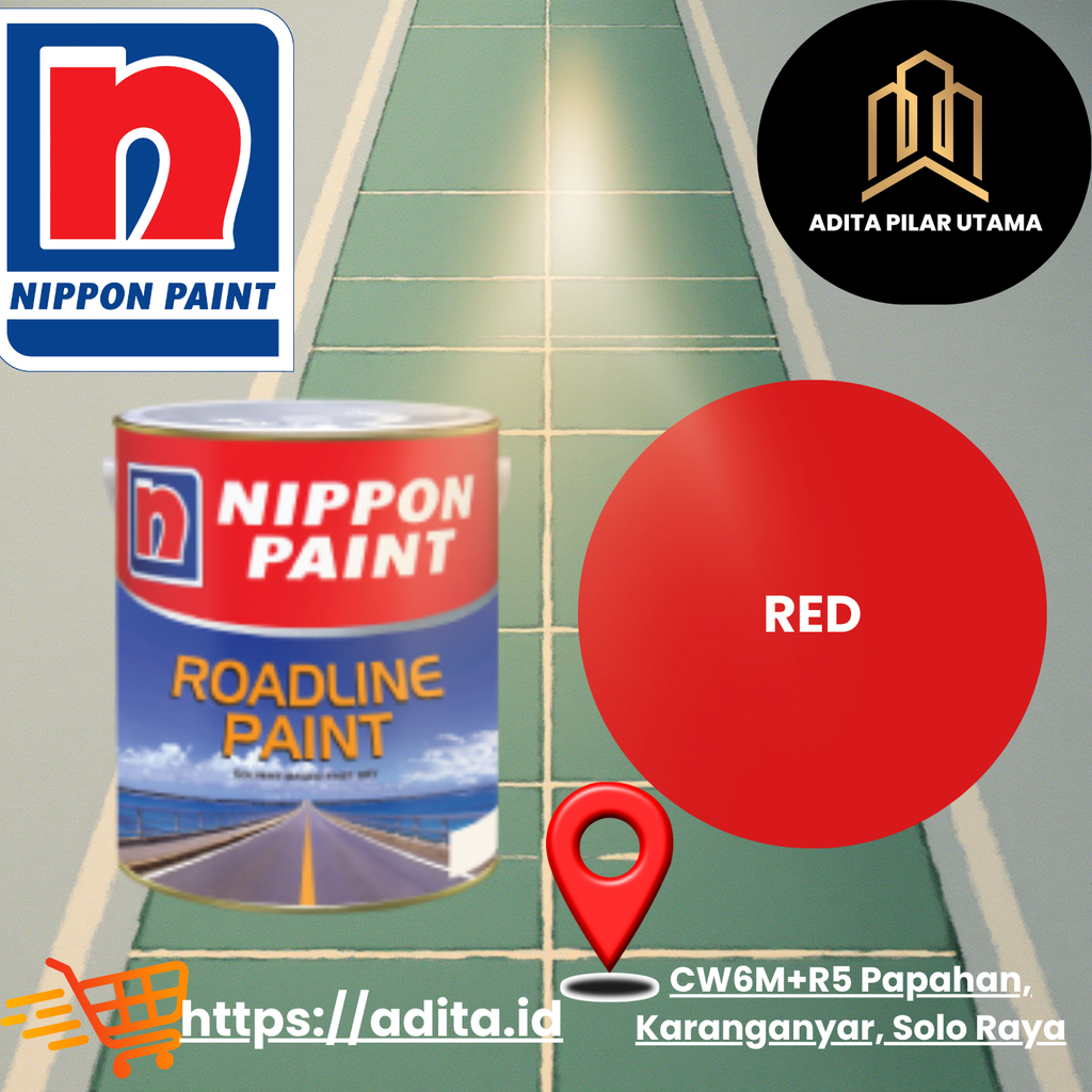 Nippon Roadline - Cat Marka Jalan Merah Galon (5Kg) (AA)